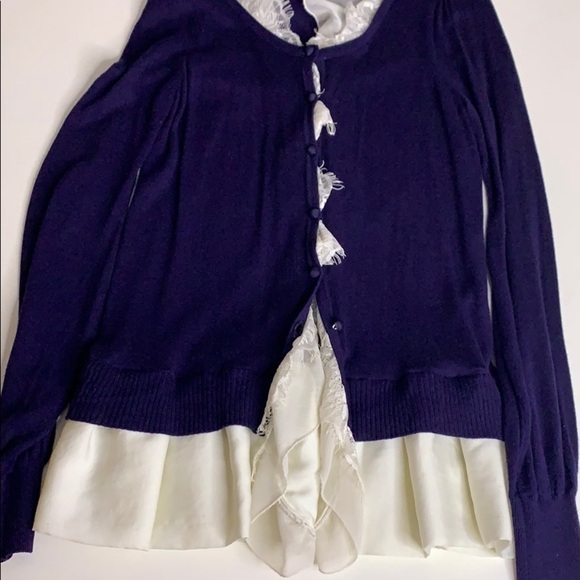 Plastic Island Private School Lace Detail peek a boo navy blue Cardigan - Picture 5 of 8